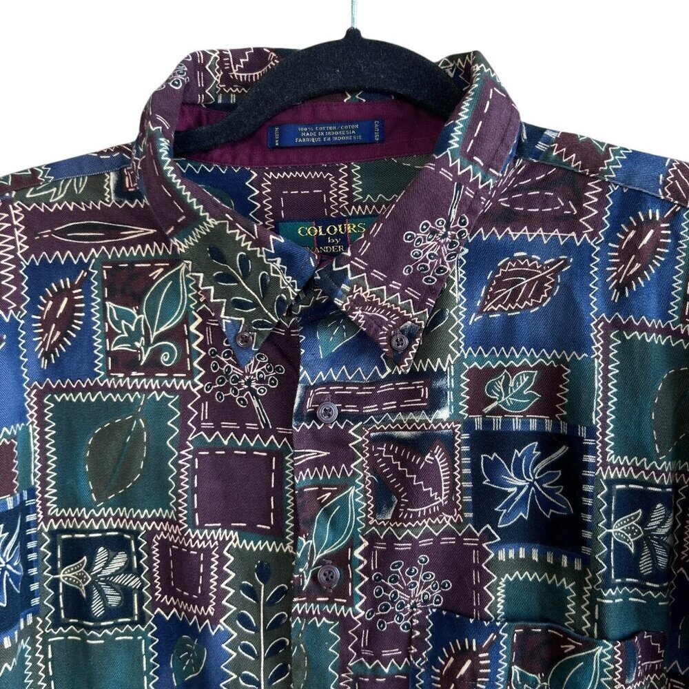 Colours by Alexander Julian Vintage Floral Patchwork Button Front Shirt Size 2XL